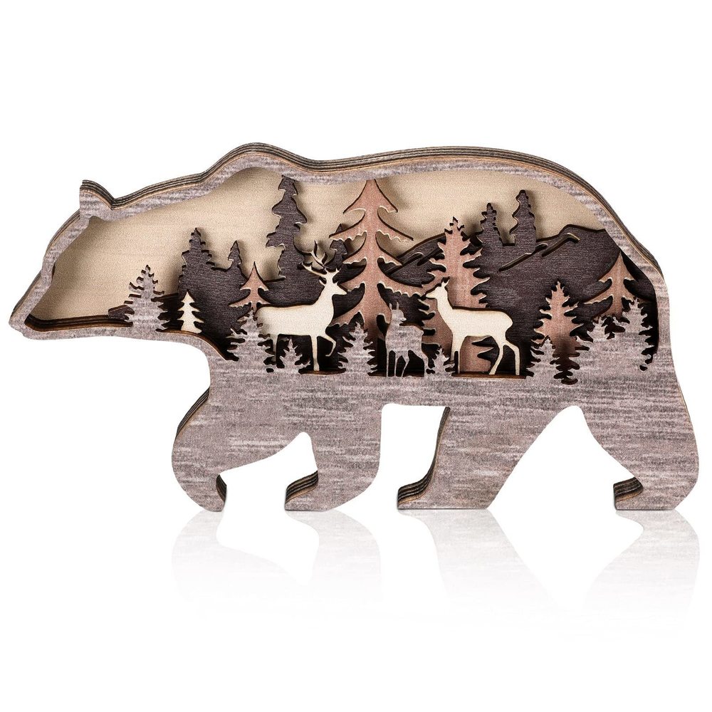 Forest Animal Rustic Wall Art Decor Wooden Farmhouse Wall Decoration Wooden🤟